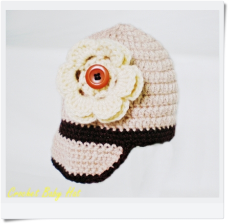 crochet baby hat boina chica flor