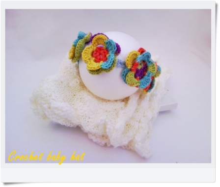 crochet baby hat tocado flores colores