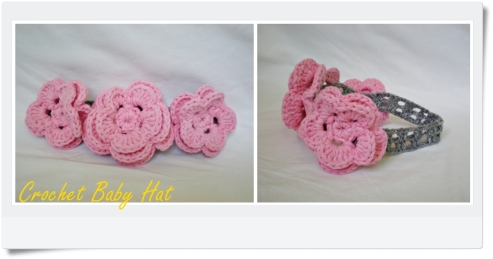 crochet baby hat tocado tres rosas